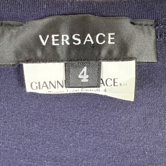 Versace Women’s Navy Blue Logo T-Shirt Size 4 Minimalist Basics (Small/Medium) - Picture 4 of 6
